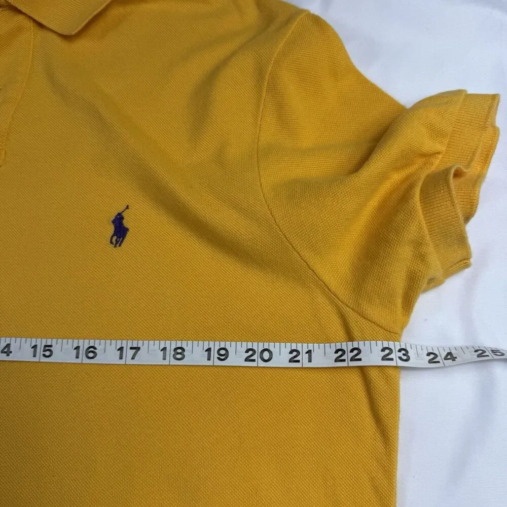 Vintage Polo Ralph Lauren Mens Large Yellow Short Sleeve Cotton Rugby Lakers
